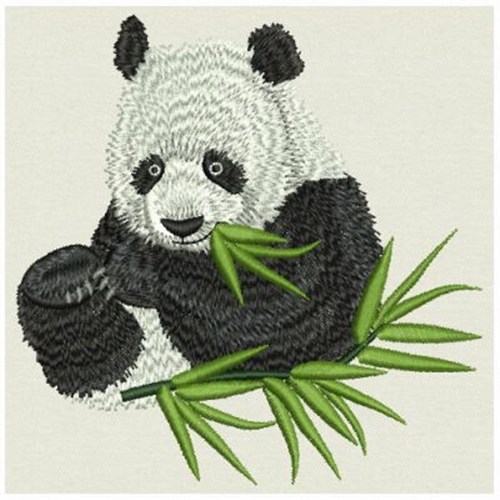 Panda Eating Machine Embroidery Design