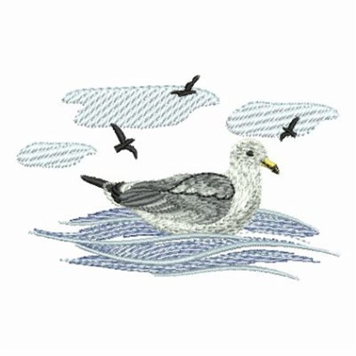 Floating Seagull Machine Embroidery Design