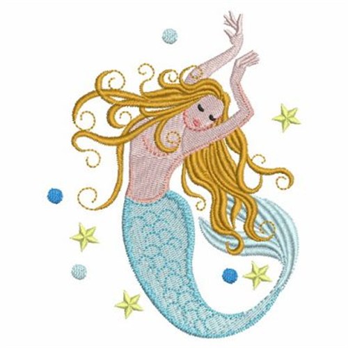 Stretching Mermaid Machine Embroidery Design