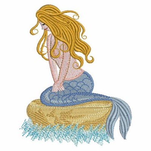 Sitting Mermaid Machine Embroidery Design