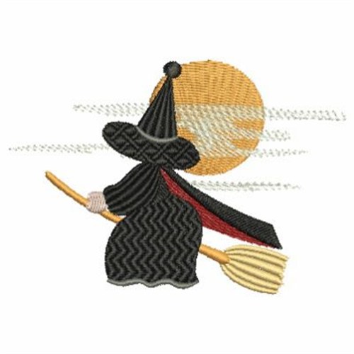 Flying Witch Machine Embroidery Design