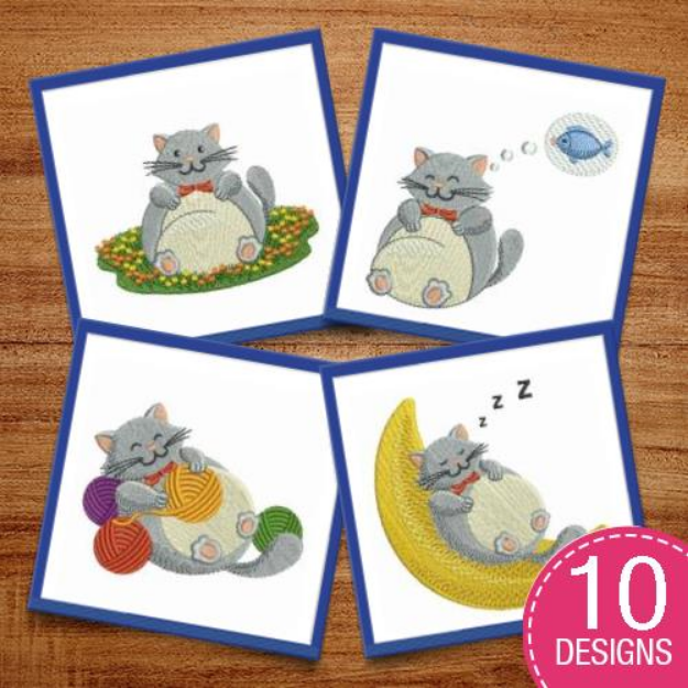 Picture of Fat Cat Embroidery Design Pack