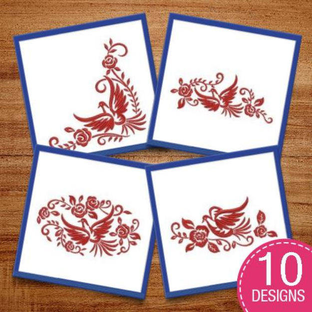 Picture of Dove and Roses Embroidery Design Pack