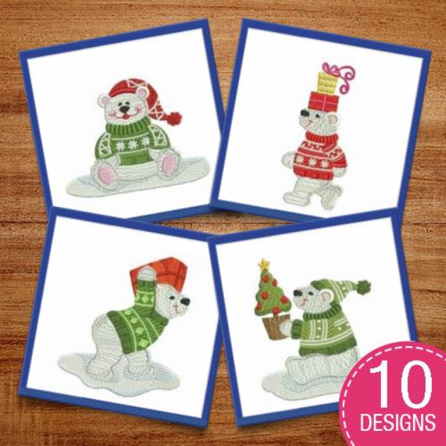 Picture of Christmas Polar Bear Embroidery Design Pack