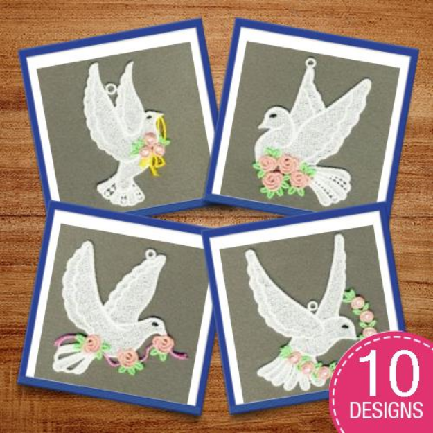 Picture of FSL Doves 3 Embroidery Design Pack