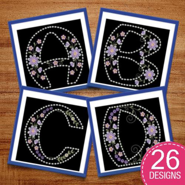 Picture of Candlewick Floral Alphabet Embroidery Design Pack