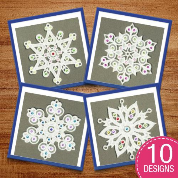 Picture of FSL Crystal Snowflakes Embroidery Design Pack