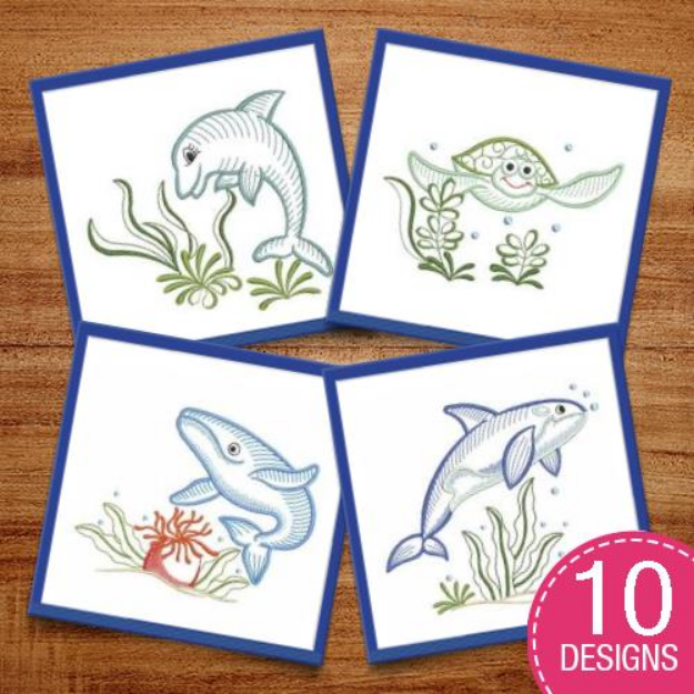 Picture of Vintage Sea Life Embroidery Design Pack