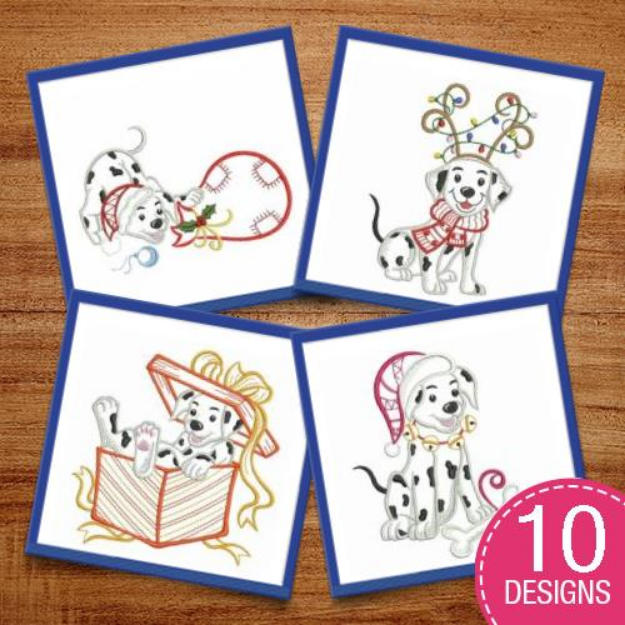 Picture of Vintage Christmas Dalmatian Embroidery Design Pack