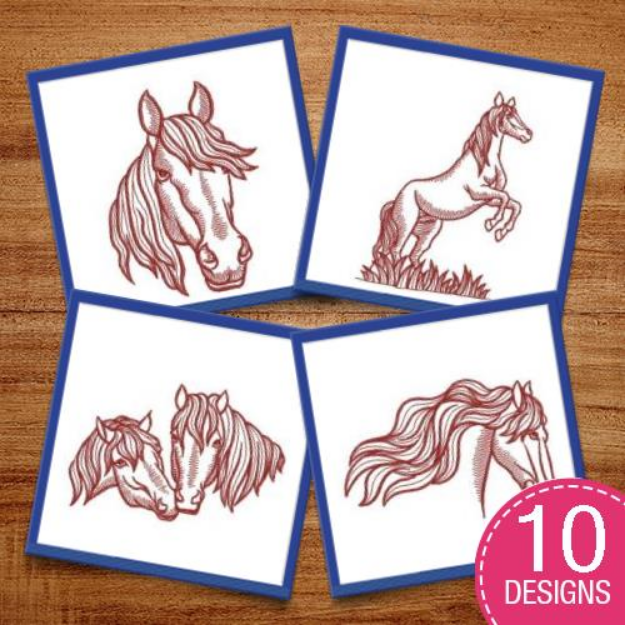 Picture of Redwork Horse Embroidery Design Pack