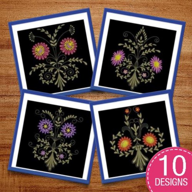 Picture of Jacobean Floral Spray Embroidery Design Pack
