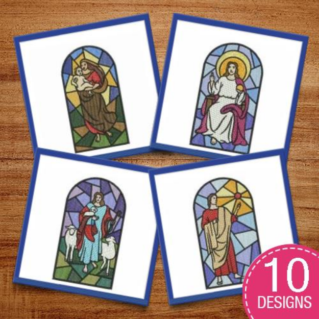 Picture of Stained Glass Jesus Embroidery Design Pack