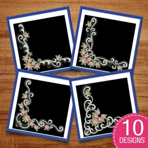 Picture of Bullion Rose Corners Embroidery Design Pack
