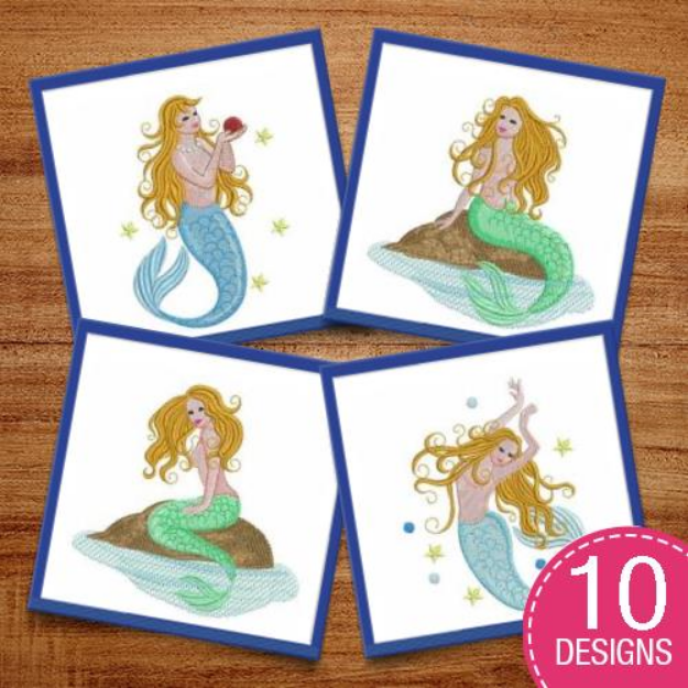 Picture of Beautiful Mermaid Embroidery Design Pack
