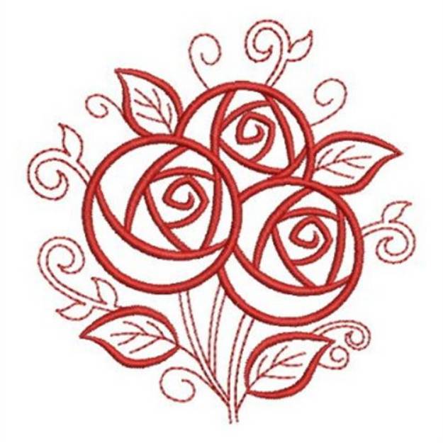 Picture of Redwork Abstract Roses Machine Embroidery Design