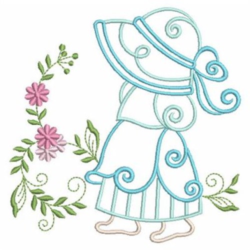 Curly Sunbonnet Girl Machine Embroidery Design