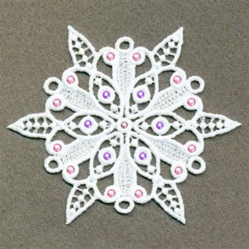 FSL Pink Crystal Snowflake Machine Embroidery Design