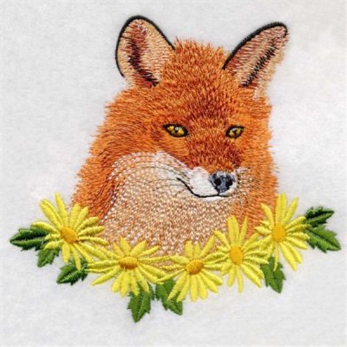 Fox & Flowers Machine Embroidery Design