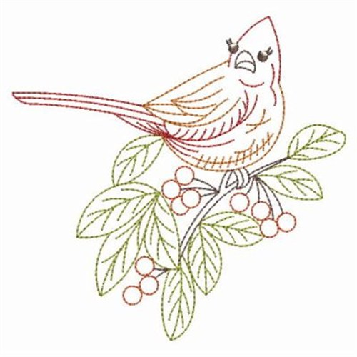 Vintage Cardinal Machine Embroidery Design