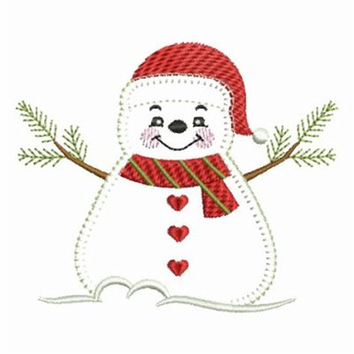 Applique Snowman Machine Embroidery Design