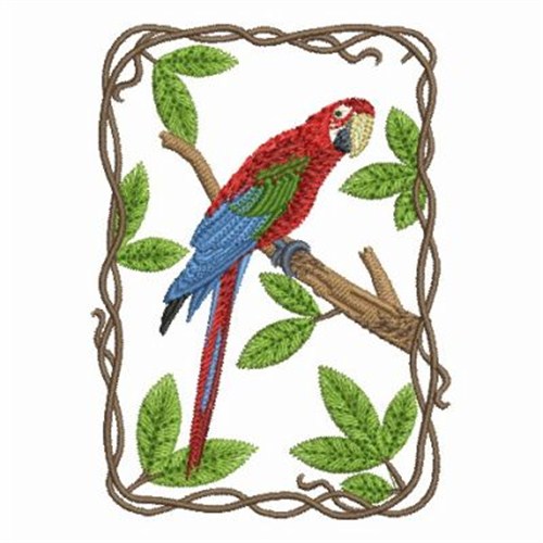 Green Winged Macaw Machine Embroidery Design
