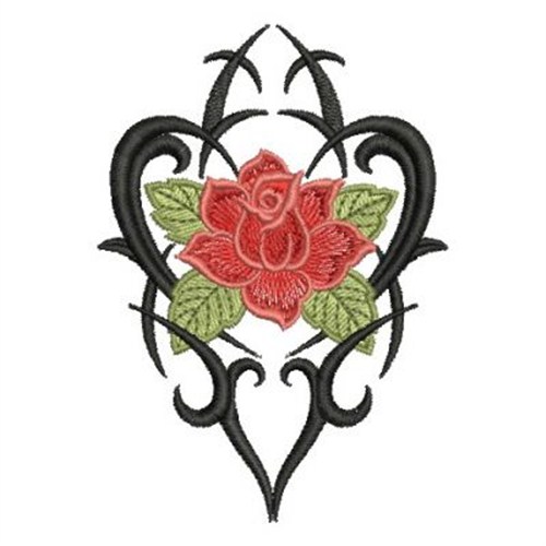 Tribal Rose Heart Machine Embroidery Design