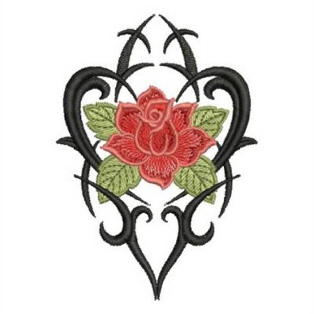 Picture of Tribal Rose Heart Machine Embroidery Design