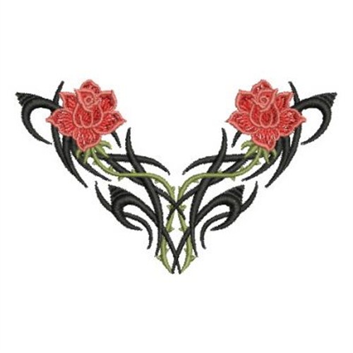 Tribal Roses Neckline Machine Embroidery Design