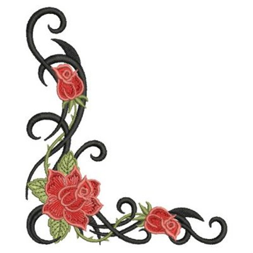 Tribal Roses Corner Machine Embroidery Design