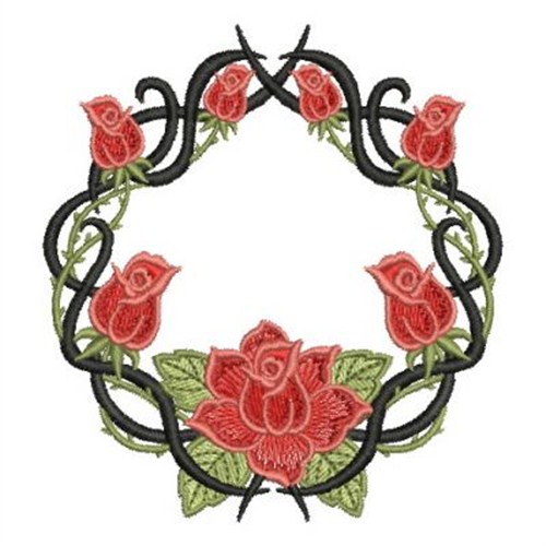 Tribal Roses Wreath Machine Embroidery Design