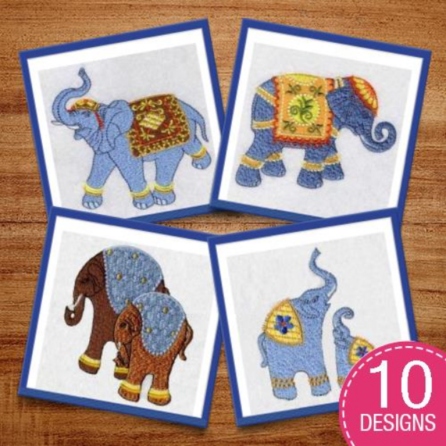 Picture of Indian Elephants 4 Embroidery Design Pack