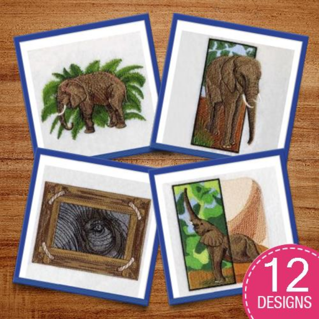 Picture of African Elephants 2 Embroidery Design Pack