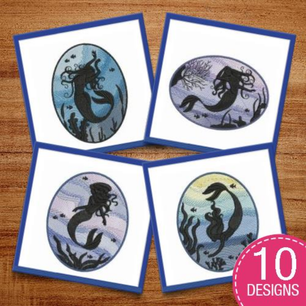 Picture of Mermaid Silhouettes Embroidery Design Pack