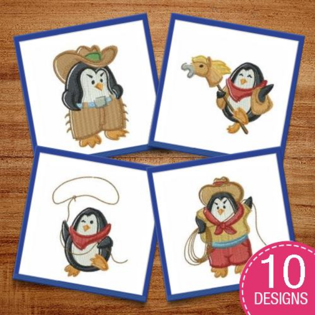 Picture of Cowboy Penguin Embroidery Design Pack