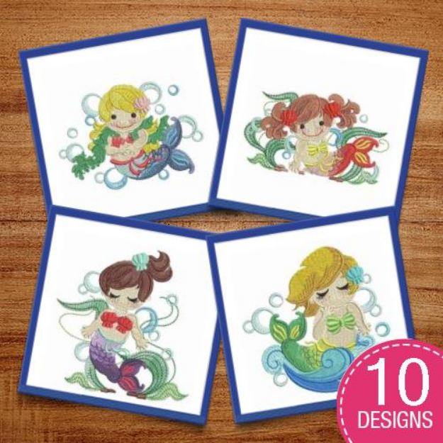 Picture of Little Mermaids Embroidery Design Pack