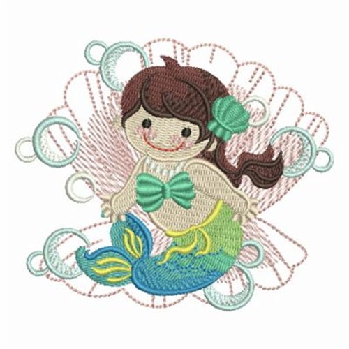 Mermaid In A Shell Machine Embroidery Design