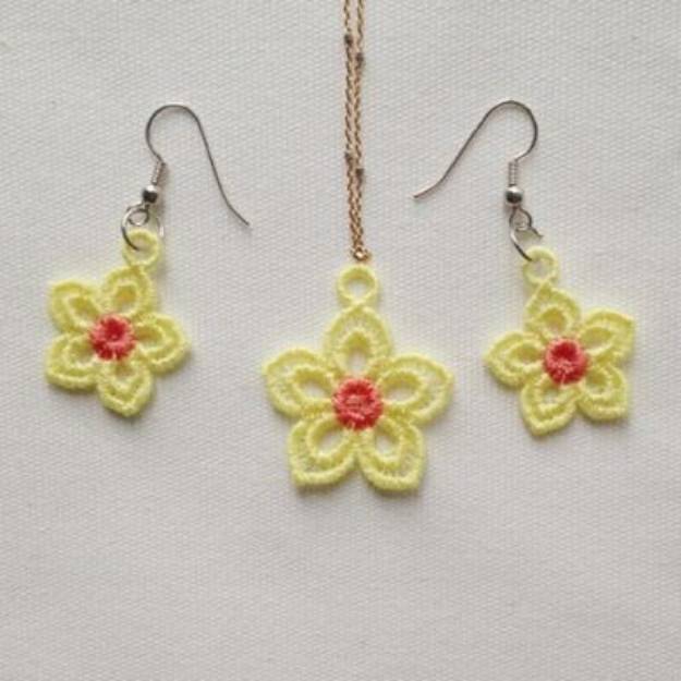 Picture of FSL Earrings And Pendant 5 Machine Embroidery Design