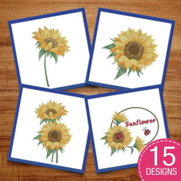 Picture of Watercolor Sunflowers Embroidery Design Pack