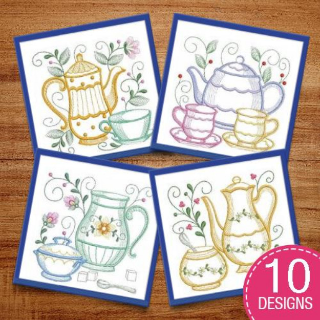 Picture of Tea Time Blocks Embroidery Design Pack