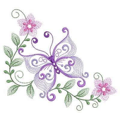 Rippled Butterflies Machine Embroidery Design