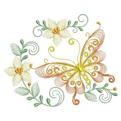 Rippled Butterflies Machine Embroidery Design