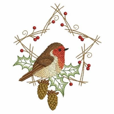 Christmas Robin Machine Embroidery Design