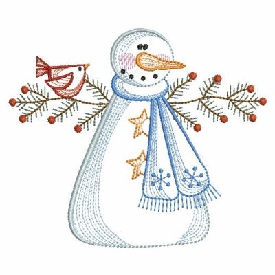 Vintage Snowman Machine Embroidery Design