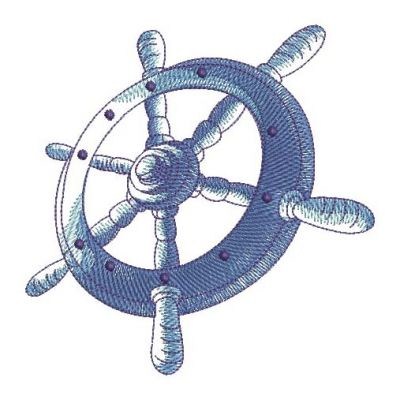 Sketched Nautical Wheel Machine Embroidery Design