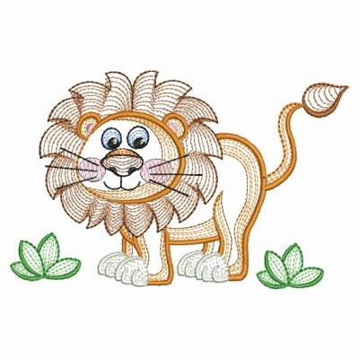 Rippled Safari Lion Machine Embroidery Design
