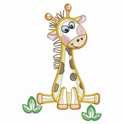 Rippled Safari Giraffe Machine Embroidery Design