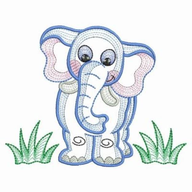 Picture of Rippled Safari Elephant Machine Embroidery Design