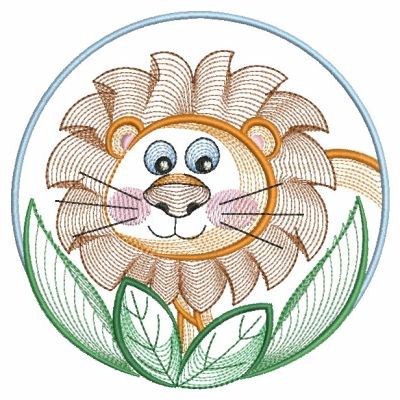 Circle Lion Machine Embroidery Design