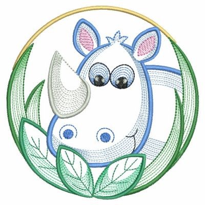 Circle Rhino Machine Embroidery Design
