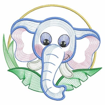 Circle Elephant Machine Embroidery Design
